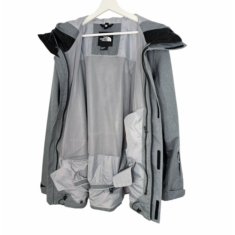 The North Face Mens Large Hooded Decent Jacket Gray Full Zip No Lining